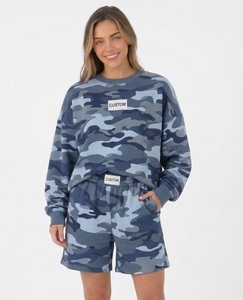 Classic <b>Women</b> Crewneck Sweatshirt <b>Shorts</b> Two Piece Comfortable Lounge Matching <b>Set</b> Sweatshirt and <b>Shorts</b> <b>Set</b> With Custom Logo - Product Image 3