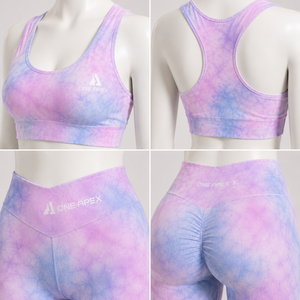 Tie Dye Women Yoga Set Scrunch Butt Gym Leggings Racerback Sports Bra Fitness Workout Activewear Set - Product Image 5