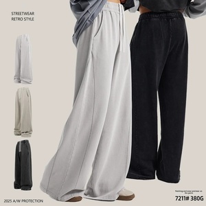 Trendy Brand Men's Sweatpants European American Size Acid Washed Vintage Snowflake Loose Long Baggy Pants - Product Image 6