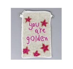 Beaded Game Day <b>Coin</b> <b>Purse</b> Zipper Closure Handmade Fashion Mini Unisex Purple White Letter Pattern - Product Image 4