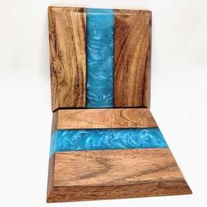 Luxury Wooden <b>Walnut</b> Epoxy Coasters Set for Coffee <b>Table</b> Natural <b>Walnut</b> Wood Epoxy Resin <b>Table</b> Coasters for Home - Product Image 2