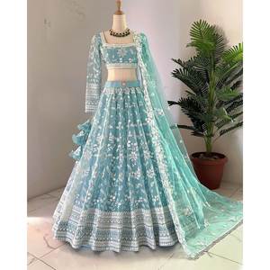 Lehenga Choli de fête 2XL avec de magnifiques broderies en fil de coton - Product Image 5