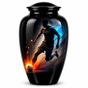 Luxury Golden Soccer Player Picture Sticker Cremation Urn for Human Funeral Ashes - Product Image 4