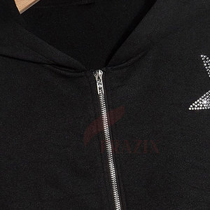 Professional Rhinestone Zipper Hoodies Soft Cotton Full Zip Fashion Clothing Wholesale OEM Supplier - Product Image 3