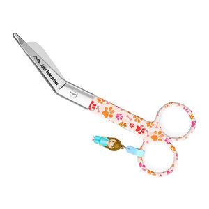 Tijeras de Acero Inoxidable con Diseño de Huellas de Perro Naranja, Tipo Pico de Pato, para Cortes Rápidos y Precisos en Vendajes, Uso Hospitalario - Product Image 2