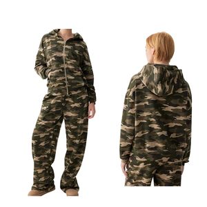 Sweat-shirt à capuche zippé camouflage pour femme, en molleton de coton, avec logo personnalisé, style streetwear oversize, vente en gros OEM - Product Image 1