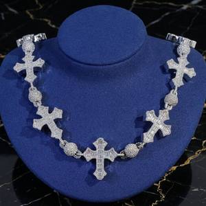 Custom Bead <b>Chain</b> <b>Cross</b> Design Iced Out 925 Silver VVS Moissanite Diamond Hip Hop Jewelry Necklace For Men Available for sale - Product Image 4