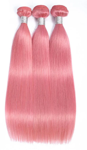 Extensions de cheveux humains indiens Remy roses, lisses, 100 % densité, double trame, avec base en soie et couleur personnalisable - Product Image 5
