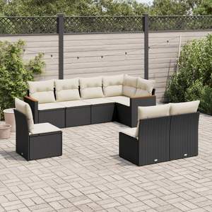 Ensemble de canapés de jardin noirs en rotin PE pour l'extérieur avec coussins en mousse haute densité, design contemporain imperméable - Product Image 3