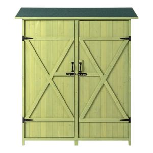 Casetta da Giardino in Legno di Abete Verde Impermeabile in PVC per Deposito Biciclette all'Aperto per Uso in Giardino - Product Image 1