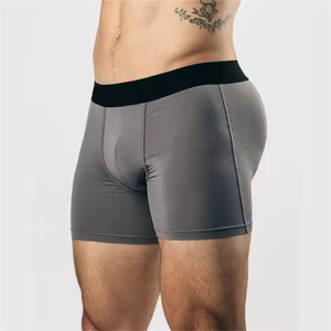 Calzoncillos bóxer sin costuras para hombre, de cintura media, color gris sólido, de punto, con spandex y algodón, transpirables, de secado rápido, para uso diario. - Product Image 3