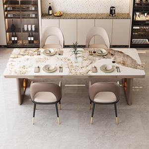 Ensemble <span class=keywords><strong>de</strong></span> table à <span class=keywords><strong>manger</strong></span> rectangulaire moderne <span class=keywords><strong>de</strong></span> luxe avec structure en métal et plateau en marbre, confortable pour 8 à 10 personnes, <span class=keywords><strong>meubles</strong></span> <span class=keywords><strong>de</strong></span> <span class=keywords><strong>salle</strong></span> à <span class=keywords><strong>manger</strong></span> pour la maison - Product Image 2