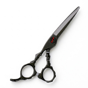 Ciseaux de coiffure professionnels de haute qualité pour salon de coiffure, noirs, avec poignée ergonomique texturée, ciseaux à cheveux professionnels - Product Image 2