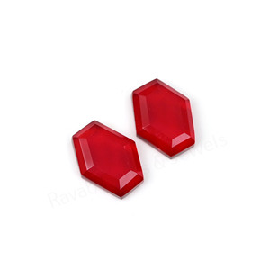 Pierre précieuse cabochon en grenat rouge, forme hexagonale, taille à étages, polissage brillant, 10x16mm, pour la fabrication de bijoux, pendentifs et colliers - Vente chaude - Product Image 2