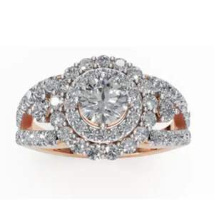 แหวนดีไซน์ทรงรัศมีหลายชั้น น้ำหนักรวม 1,465 กะรัต ประกอบด้วยเพชรเลี้ยงในห้องปฏิบัติการ 64 เม็ด แหวนทอง 9, 14, 18 กะรัต เครื่องประดับหรูหรา - Product Image 1