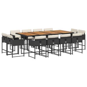 Set da 12 Pezzi per Sala da Pranzo da Esterno/Giardino in Nero e Bianco Crema - Product Image 2