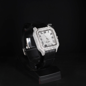 นาฬิกาข้อมือผู้ชายหรูหรา ประดับเพชรโมอิสซาไนต์ หน้าปัดโรมัน สายหนังสีดำ ระบบออโตเมติก สไตล์ฮิปฮอป บลิงค์ บลิซ ดาวน์ - Product Image 2