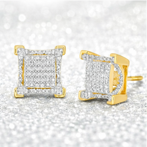 Pendientes de tuerca con diamantes cultivados en laboratorio, oro macizo de 10K con baño de rodio, estilo clásico, unisex, regalo para aniversario o fiesta - Product Image 6