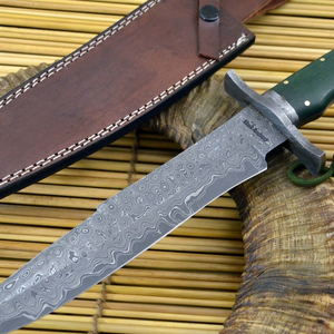 Cuchillo de Caza de Alta Resistencia con Espiga Completa, Equipo Táctico Premium para Supervivencia al Aire Libre y Camping, Mango DIY de Acero de Damasco, 3 Años de Garantía - Product Image 1