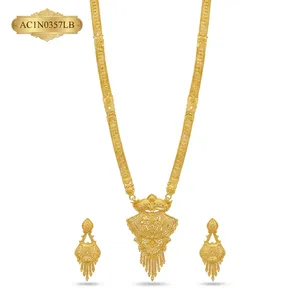 Classic 24K Gold Plated Arabic Dubai Style <b>Charm</b> Necklace Jewelry Set Designer Necklace & Earrings Set - Product Image 2