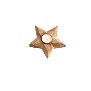 Porte-bougie étoile en bois fait main pour la décoration de table de Noël et les fêtes, design en bois flammé écologique, pour mariage et usage domestique - Product Image 4