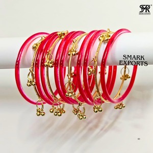Luxury Handmade Jelly <b>Glass</b> <b>Bangle</b> Set with Kashmiri Ghungroo Traditional Ethnic Fashion Jewelry for Women and Girls - Product Image 4