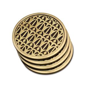 Posavasos o tazas de té personalizadas de aluminio y latón de alta calidad en forma de girasol, color oro marfil. - Product Image 2