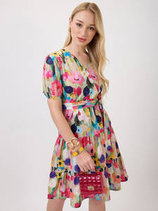 Vestido de Verano de Manga Corta con Abertura Lateral y Borde Brillante para Mujer, Estilo Elegante y Ecológico, Cintura Natural, Midi, Lavable - Product Image 4