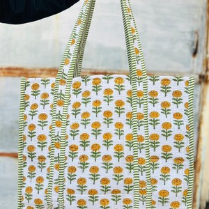 Handmade Indian Summer Floral Cotton Tote <b>Bag</b> Quilted <b>Boho</b> Open Closure Reusable Shoulder <b>Bag</b> Everyday Market <b>Bag</b> - Product Image 4