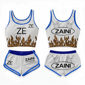 Conjunto de Bikini Personalizado para Mujer, 220 GSM, Poliéster y Spandex, Tejido de Punto Acanalado, Estampado de Llamas Blancas y Azules, Sublimación, Transferencia de Calor, OEM, ODM - Product Image 1