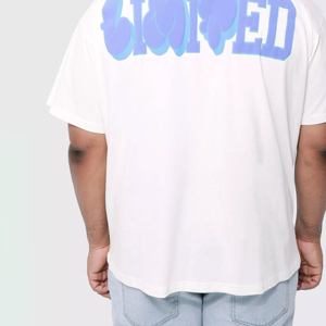 เสื้อยืดสีขาวพิมพ์ลายพัฟคุณภาพสูง ลายกราฟิก 3 มิติ สีม่วง "Limited" แบบฟองอากาศ ผ้าคอตตอนหนานุ่ม สตรีทแวร์ สินค้าส่งออก - Product Image 2