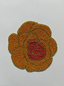 Embroidered Seed Bead Square Coastal <b>Coasters</b> Customized Yours Designs <b>Beaded</b> Multi Colors International Standards Quality 100% - Product Image 2