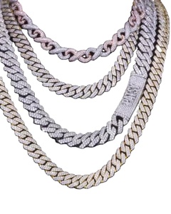 Dernières chaînes personnalisées à maillons cubains Bijoux hip-hop classiques pour hommes couleur argent glacé VVS D Moissanite Fêtes plaquées or - Product Image 1