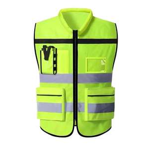 Gilet de sécurité haute visibilité jaune fluorescent, gilet réfléchissant en maille, gilet à rayures réfléchissantes avec logo personnalisé, gilet de sécurité unisexe - Product Image 3