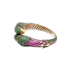 925 Sterling Silver Gold Plated Classic Parrot Shape Natural Tsavorite <b>Ruby</b> Gemstone <b>Bracelets</b> Womens Gift Jewelry - Product Image 3