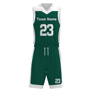 Conjunto de Uniforme de Baloncesto Verde Personalizado, Cuello en V, Sin Mangas, Poliéster que Absorbe la Humedad, Unisex para Adultos, Todas las Temporadas - Product Image 3