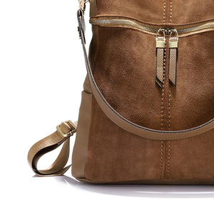 Sac à dos d'université en cuir PU, sac à bandoulière de voyage, sac à dos uni et tendance pour ordinateur portable, sacs d'école pour l'extérieur - Product Image 4