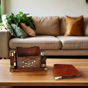 Vintage Rustic Indian Handicraft Handmade Solid Wood <b>Pan</b> Stand Traditional Decorative Living Room Organizer for Hand Tools - Product Image 2