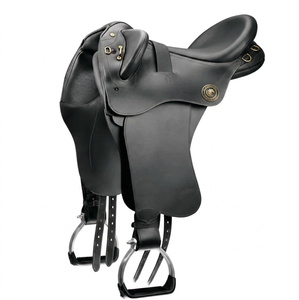 Selle d'équitation anglaise tout usage en cuir noir, faite à la main, de haute qualité, taille personnalisée, logo personnalisé, pour le dressage. - Product Image 2