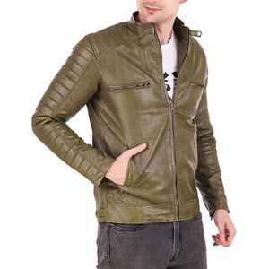 Blouson en cuir pour homme de qualité supérieure, style motard, manches longues, col montant, fermeture éclair, collection 2026 - Product Image 4