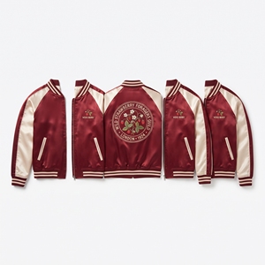 Factory Direct Gold Brown Satin Varsity Jacket Zip Up Custom Embroidered Mowers Guild Baseball <b>Coat</b> Bulk Outerwear - Product Image 2