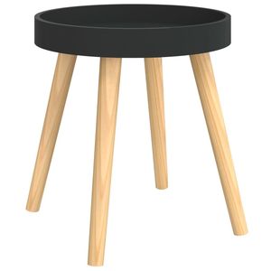 Tavolino rotondo nero in legno ingegnerizzato, comodino piccolo - Product Image 2