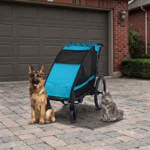 Remorque de vélo pour chien KS-6200, poussette pour animaux de compagnie, cadre en alliage d'aluminium, suspension indépendante, légère, pliage facile, capacité 45-50 kg - Product Image 3