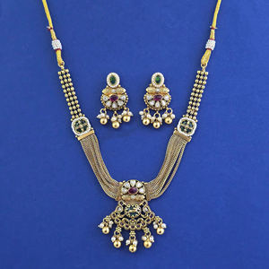 Collar de herencia antiguo hecho a mano en India con baño de oro mate para mayoristas de joyería 232262 - Product Image 2