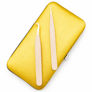 HARRAR JR-0008 Kit de Pinzas para Cejas de Acero Inoxidable con Punta Inclinada, Mango Cómodo Ecológico, Diseño Personalizado, Oro Rosa - Product Image 3