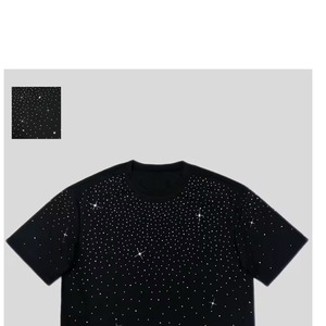 เสื้อยืดคอกลมผ้าคอตตอนหนาพิมพ์ลายซิลค์สกรีน ตกแต่งด้วยคริสตัล ล้างสีแบบแอซิดวอช สไตล์สตรีทแฟชั่นวินเทจสำหรับผู้ชาย ทรงปกติ ขายส่ง - Product Image 2