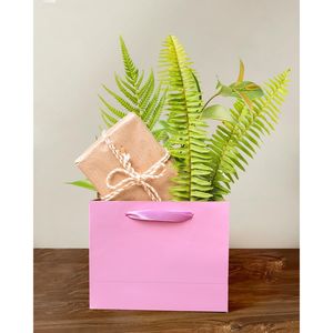 5pcs Pink Medium Size Gift Bags with Ribbon Handles 9.6"x7.9"x4.3" Including 10pcs <b>Tissue</b> <b>Paper</b> for Party Favors - Product Image 3