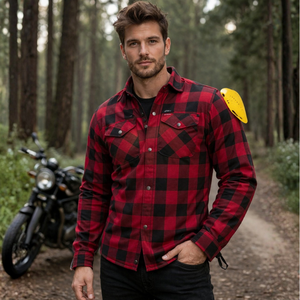 Motorcycle Riding <b>Flannel</b> Shirt Protective Biker Shirt Reinforced Riding Gear Casual Motorcycle Shirt Men - Product Image 1