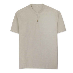เสื้อยืดเฮนลีย์ผู้ชายทรงปกติ ผ้าฝ้าย สีพื้น ติดกระดุม สวมใส่สบายๆ ในฤดูร้อน ระบายอากาศได้ดี เนื้อผ้านุ่ม น้ำหนักเบา แขนสั้น - Product Image 2