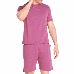 Ensemble décontracté deux pièces pour homme : T-shirt à manches courtes et short en coton biologique 100 % délavé à l'acide, écologique et confortable - Product Image 1